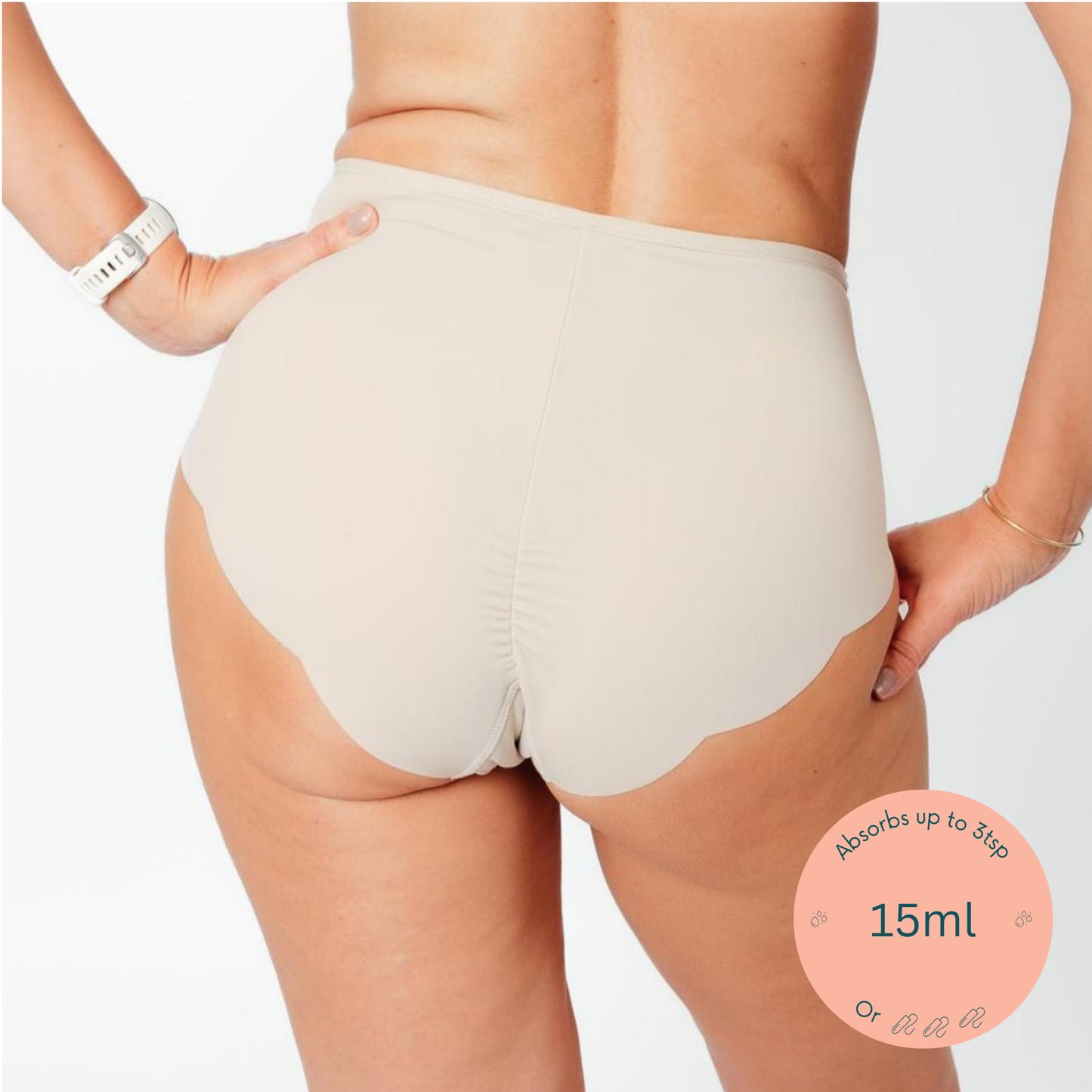 LEAKPROOF2.0 Seamless Bikini Period Underwear for Women | Period Panties  Holds 4 Tampons | Mild Incontinence Leak Proof Underwear (2XL/3XL, Beige)